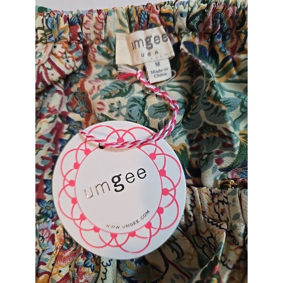 Umgee off the Shoulder 3/4 sleeve tiered vibrant print midi dress size M New - Picture 6 of 16